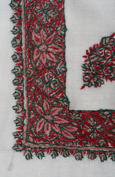 Ivory Ruby Rumal — Sozni Hand Embroidered