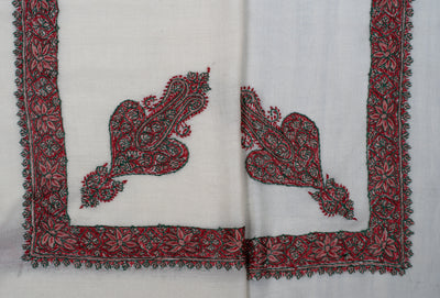 Ivory Ruby Rumal — Sozni Hand Embroidered