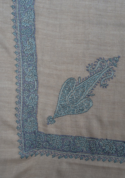 Sand Azure Rumal — Sozni Hand Embroidered