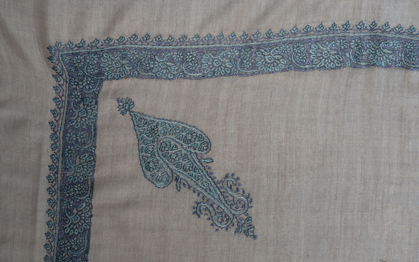 Sand Azure Rumal — Sozni Hand Embroidered