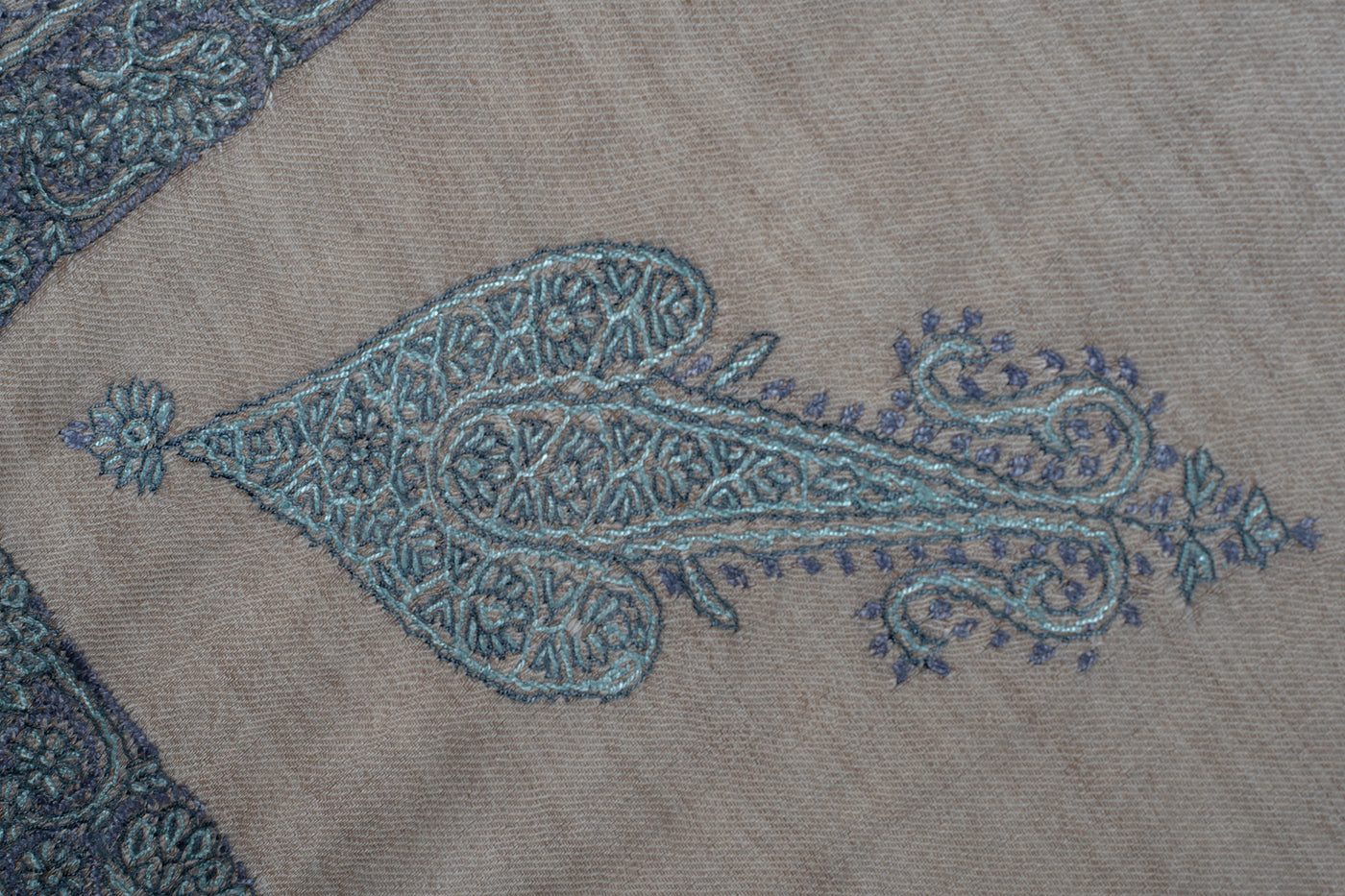 Sand Azure Rumal — Sozni Hand Embroidered