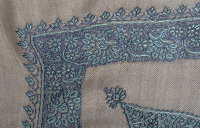 Sand Azure Rumal — Sozni Hand Embroidered