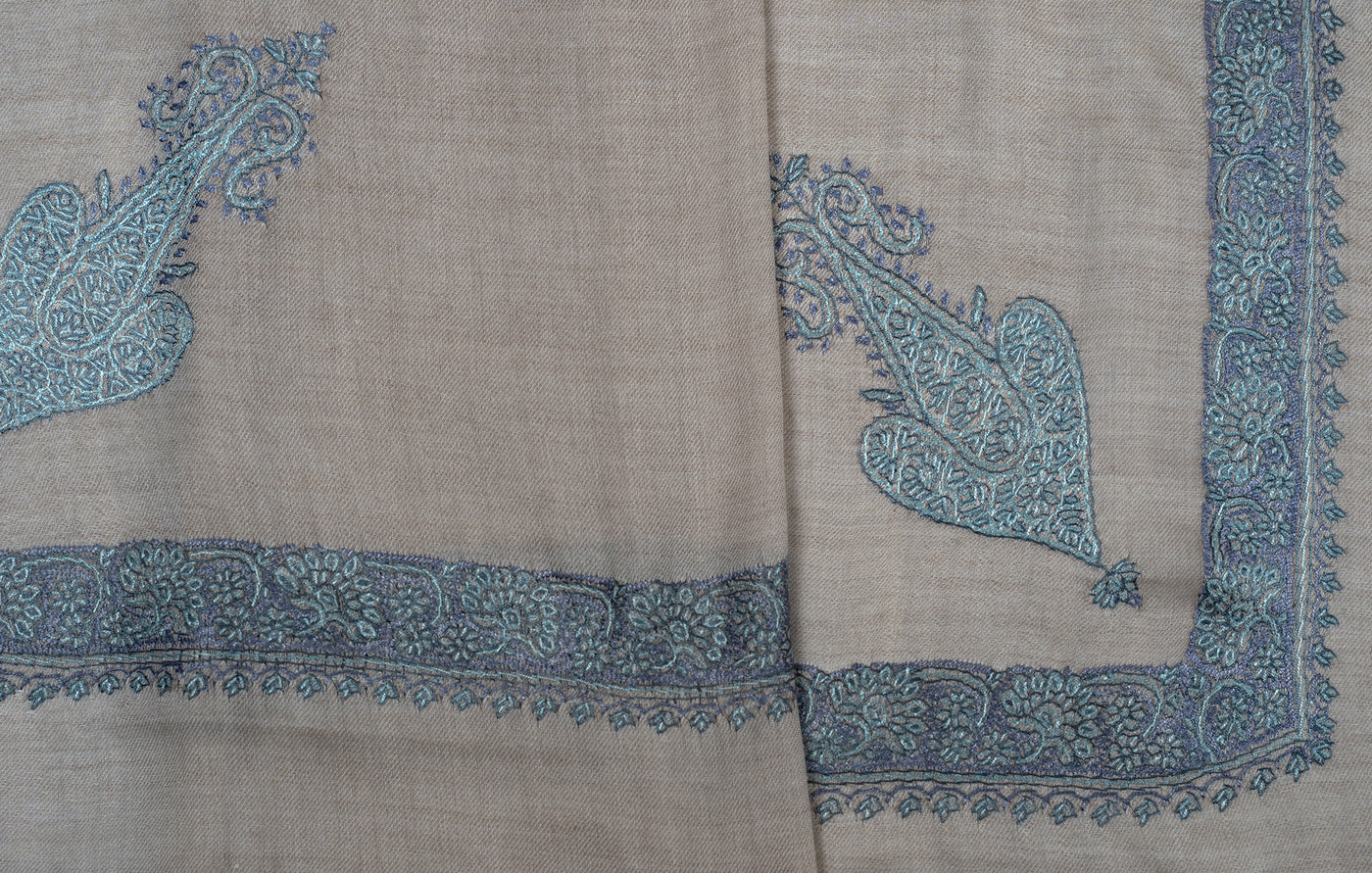 Sand Azure Rumal — Sozni Hand Embroidered