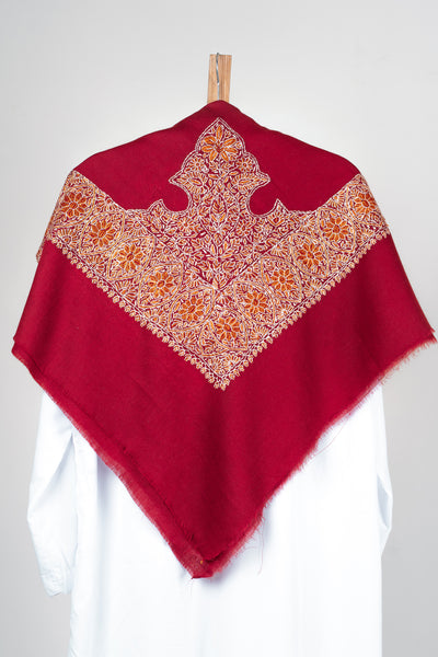 Crimson Gold Rumal — Sozni Hand Embroidered