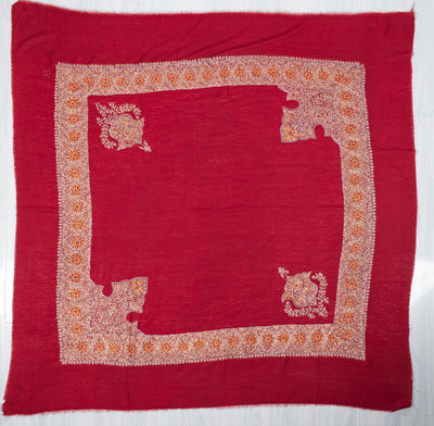Crimson Gold Rumal — Sozni Hand Embroidered