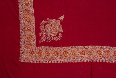 Crimson Gold Rumal — Sozni Hand Embroidered