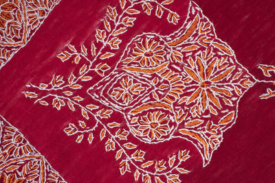 Crimson Gold Rumal — Sozni Hand Embroidered