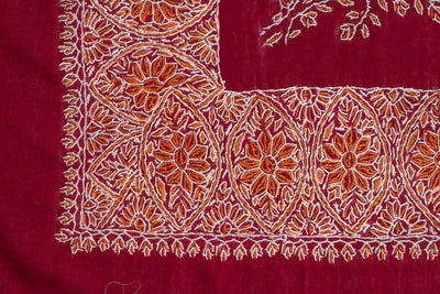 Crimson Gold Rumal — Sozni Hand Embroidered