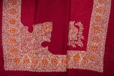 Crimson Gold Rumal — Sozni Hand Embroidered