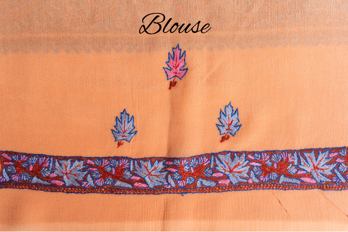 Peach Delight Pure Crepe Saree with Sozni Hand Embroidery