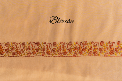 Classic Beige Pure Crepe Saree with Paisley Sozni Hand Embroidery