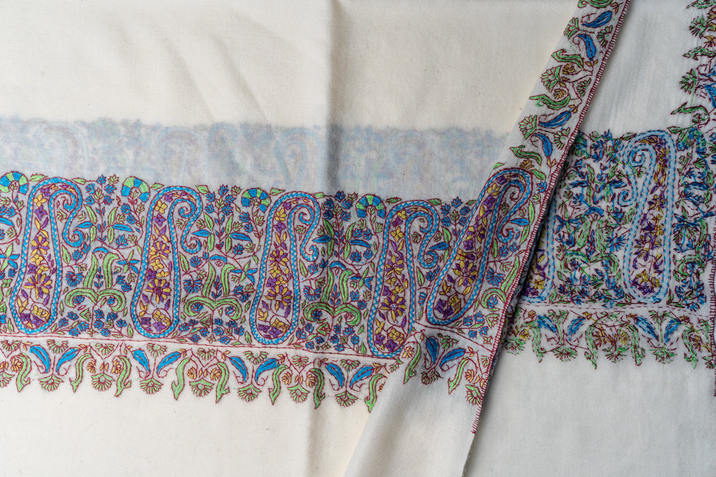 Rang-e-Bahar: Kashmiri Hand Embroidered Sozni Tapestry Shawl