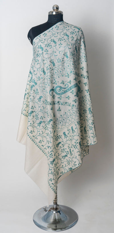 Nafas-e-Gul: Breath of the Bluebells Kashmiri Hand Embroidered Sozni Shawl