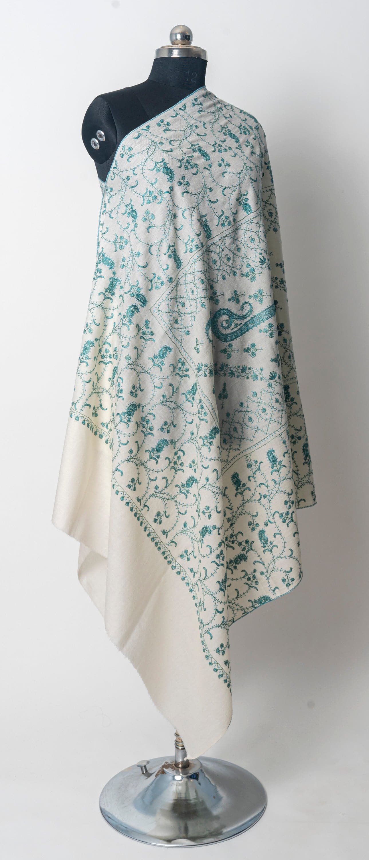 Nafas-e-Gul: Breath of the Bluebells Kashmiri Hand Embroidered Sozni Shawl