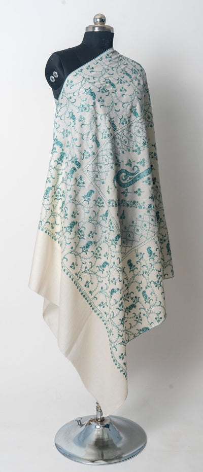 Nafas-e-Gul: Breath of the Bluebells Kashmiri Hand Embroidered Sozni Shawl