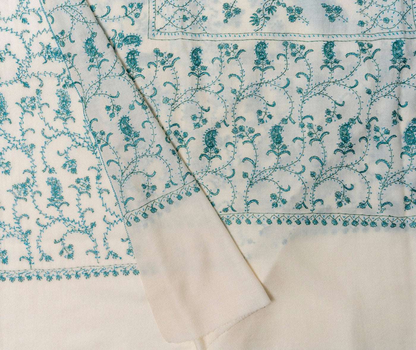 Nafas-e-Gul: Breath of the Bluebells Kashmiri Hand Embroidered Sozni Shawl