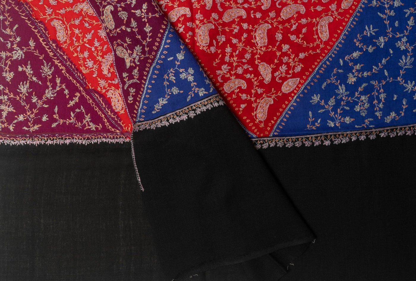 Narm-e-Dastkari: Whispering Blue Hand Embroidered Sozni Shawl
