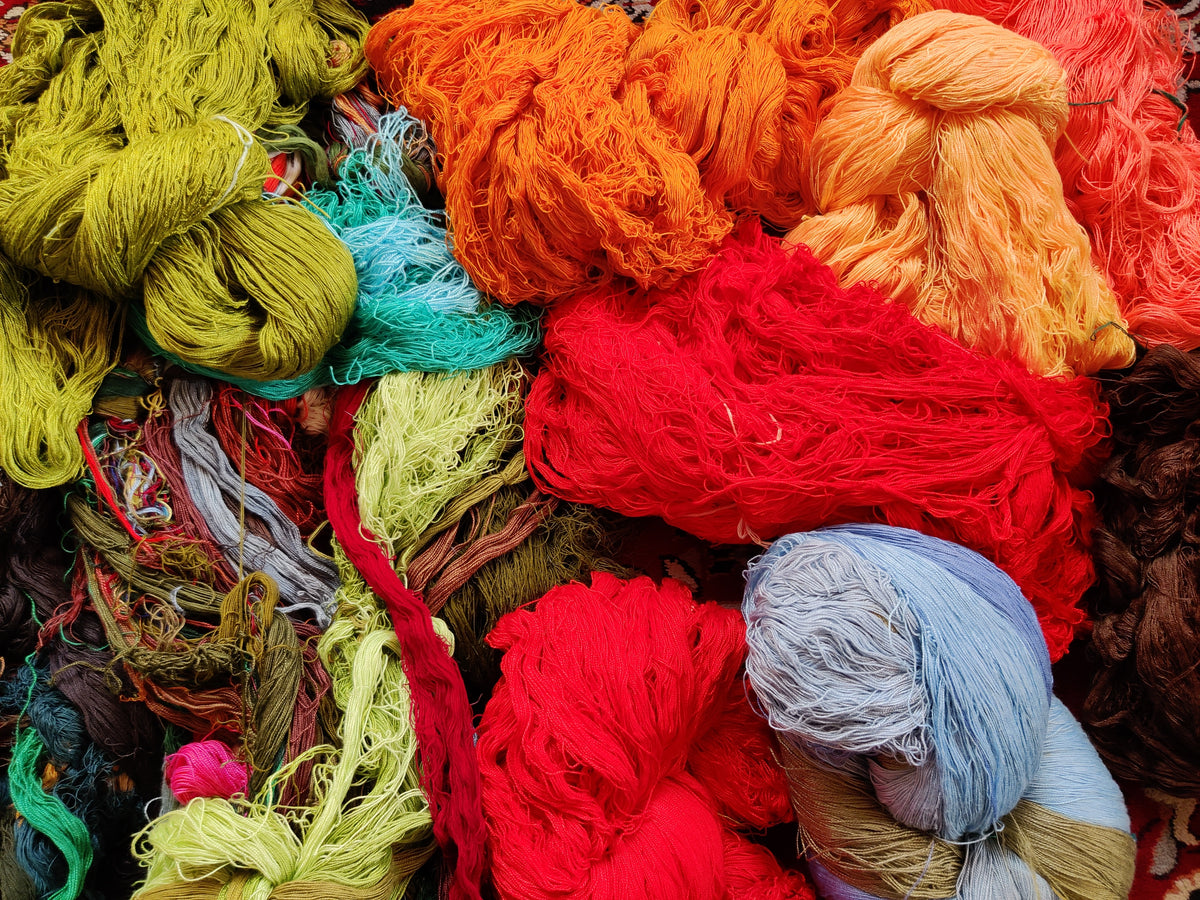 Colourful skeins of yarn