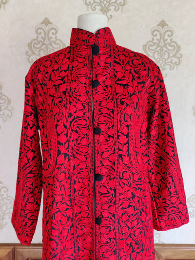 The Aari Adornment: Kashmiri Jacket with Paisley Floral Embroidery - KashmKari