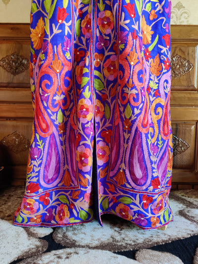 The Royal Reverie: Kashmiri Aari-embroidered Long Robe - KashmKari