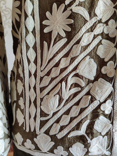 Brown & White Kashmiri Jacket - KashmKari