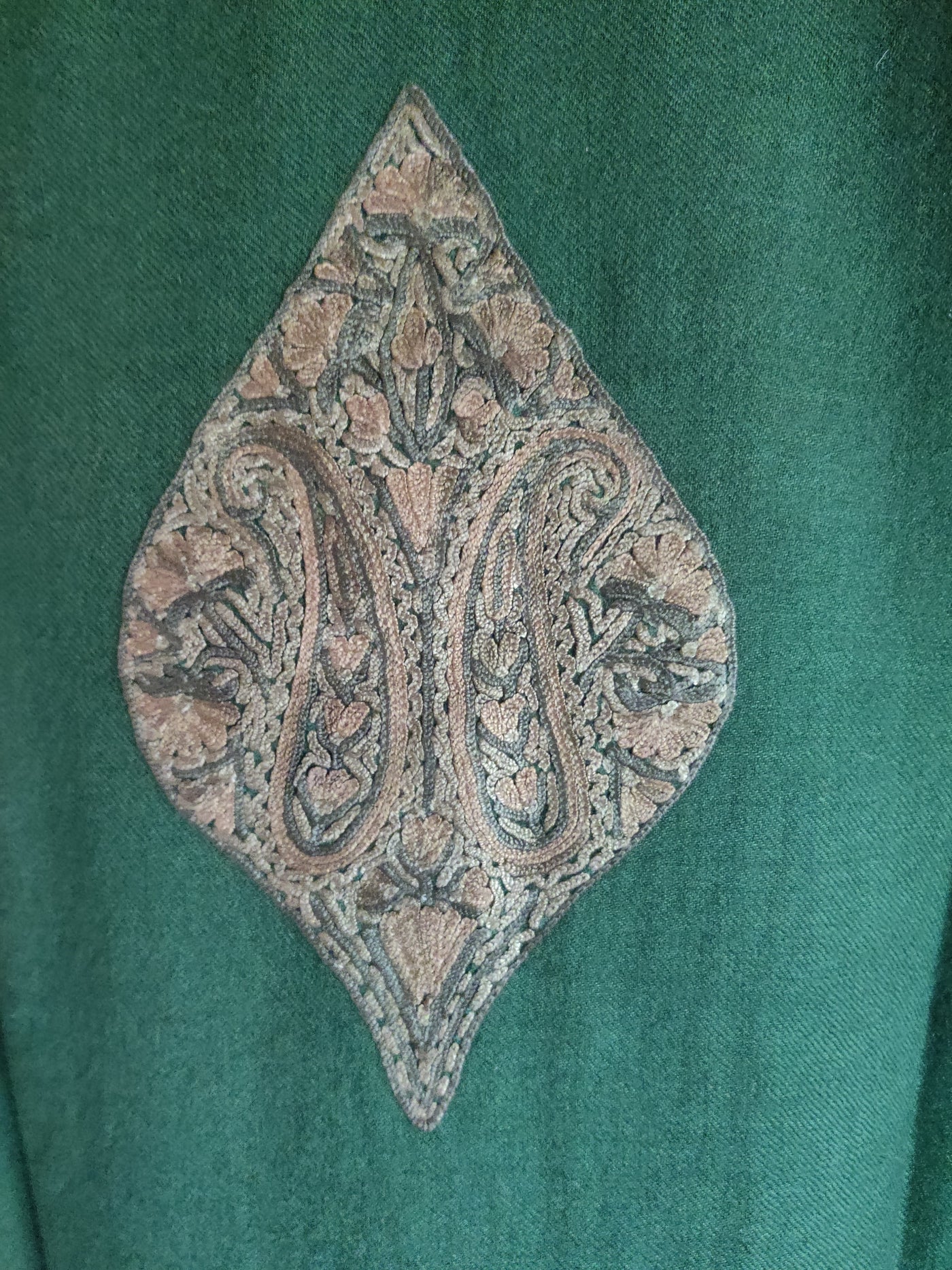Hand Aari Kashmiri Jacket in Green - KashmKari