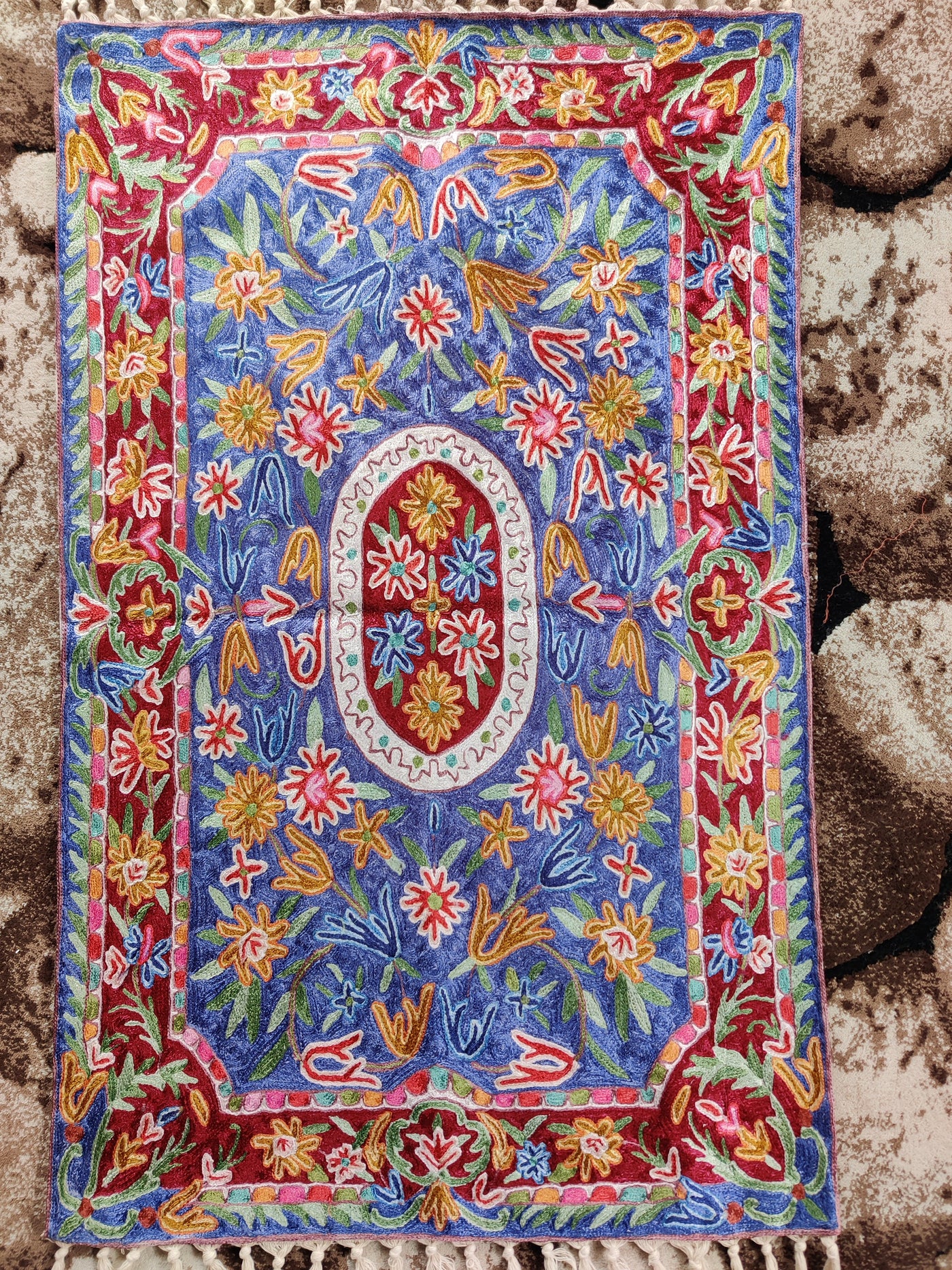 Artistry in Every Stitch: Hand-Aari Embroidered Rug 3 x 2