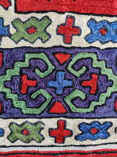 Intricate Geometric Hand-Aari Embroidered Rug 3 x 5 - KashmKari