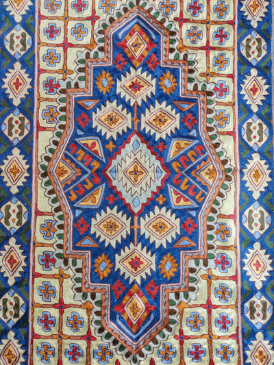 Multicolor Hand-Aari Embroidery Rug 2.5 x 4 - KashmKari