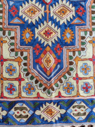 Multicolor Hand-Aari Embroidery Rug 2.5 x 4 - KashmKari