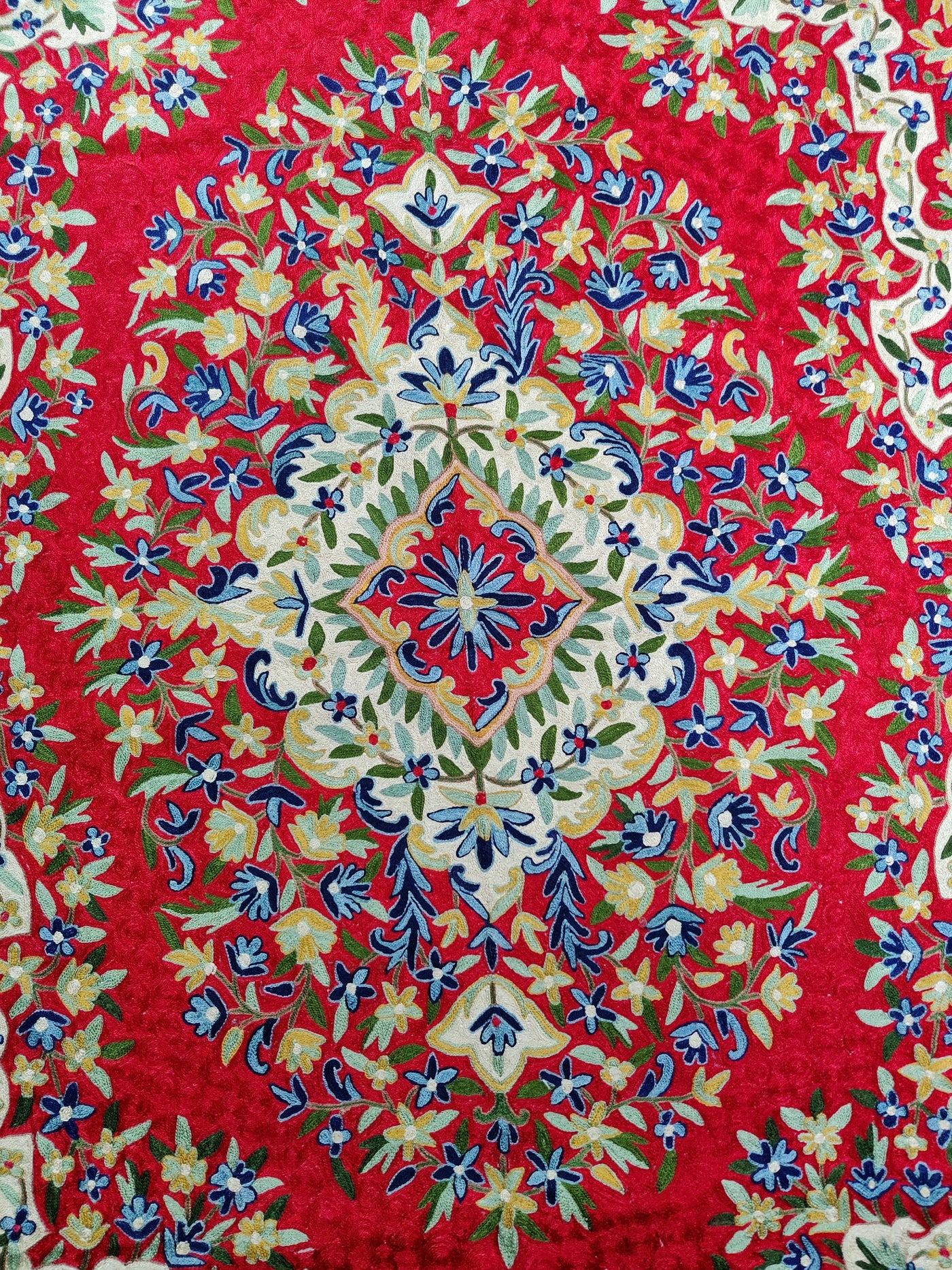 Hand Aari Embroidered Kashmiri Rug 7 x 5 - KashmKari
