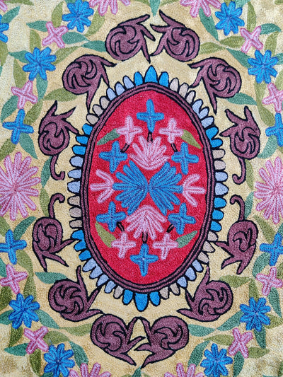 Hand Aari Embroidered Runner Rug 6 x 2 - KashmKari