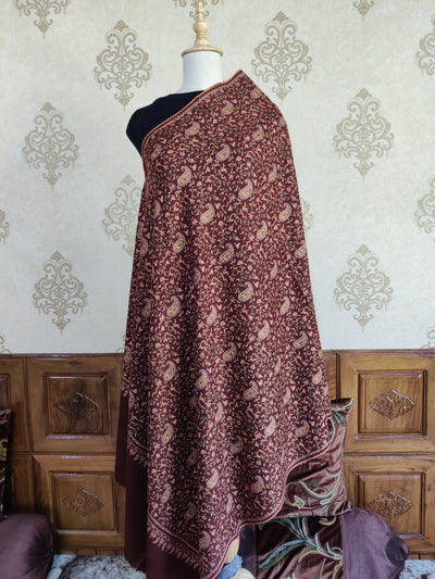 The Paisley Masterpiece: Pure Pashmina Shawl with Sozni Embroidery - KashmKari