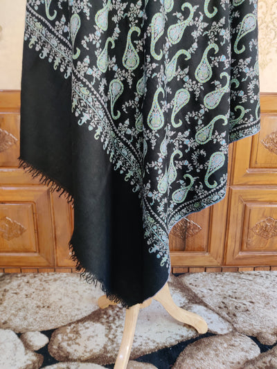 Elegance Redefined: Pure Pashmina Shawl with Intricate Sozni Embroidery - KashmKari