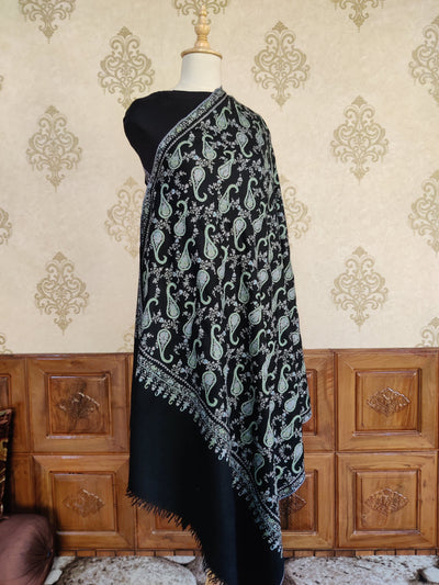 Elegance Redefined: Pure Pashmina Shawl with Intricate Sozni Embroidery - KashmKari
