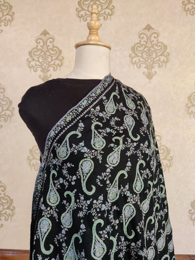 Elegance Redefined: Pure Pashmina Shawl with Intricate Sozni Embroidery - KashmKari