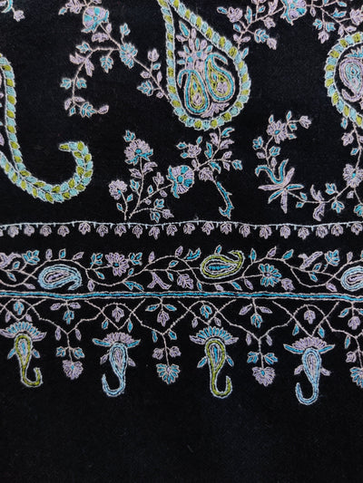 Elegance Redefined: Pure Pashmina Shawl with Intricate Sozni Embroidery - KashmKari
