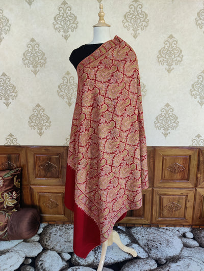 The Artisan's Palette: Pure Pashmina Shawl with Sozni Embroidery - KashmKari