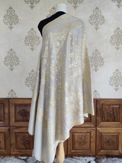 Pure Pashmina Shawl with Hand Tilla Embroidery