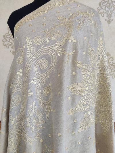 Pure Pashmina Shawl with Hand Tilla Embroidery