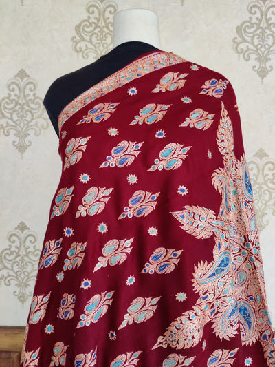 Pure Pashmina Shawl with Hand Tilla and Sozni Embroidery