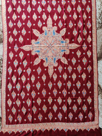 Pure Pashmina Shawl with Hand Tilla and Sozni Embroidery
