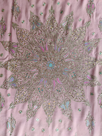 Gulab Gul Sozni Shawl: Pure Pashmina Shawl with Hand Tilla and Sozni Embroidery