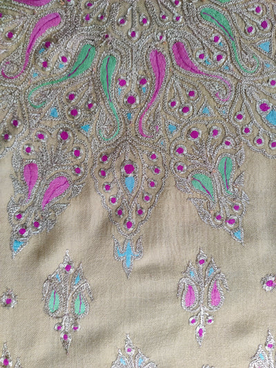 Nur Jahan's Garden Shawl: Pure Pashmina Shawl with Hand Tilla and Sozni Embroidery