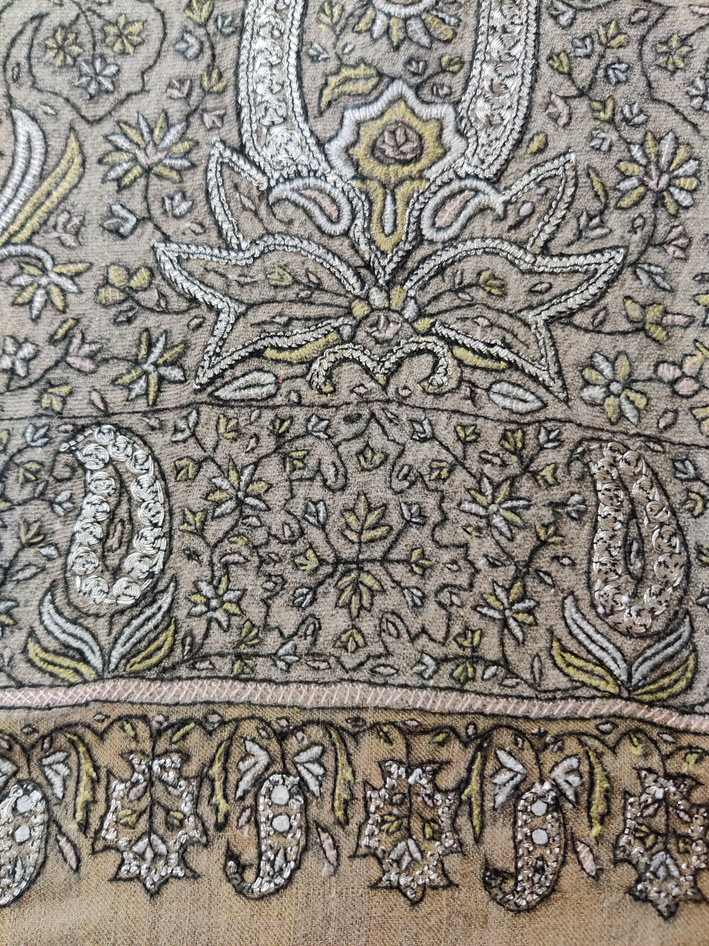 Pure Pashmina Shawl with Hand Tilla Embroidery & Sozni Embroidery