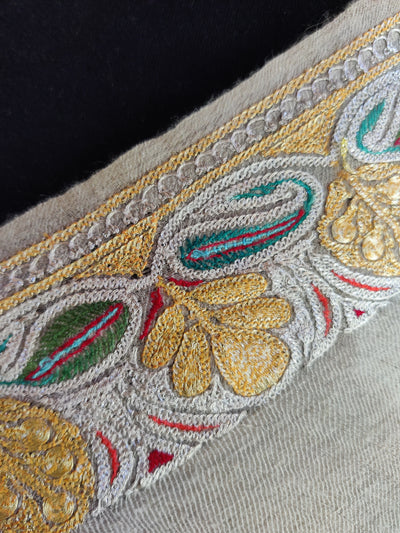 Pure Pashmina Jamawar Shawl with Hand Tilla Embroidery + Sozni Embroidery