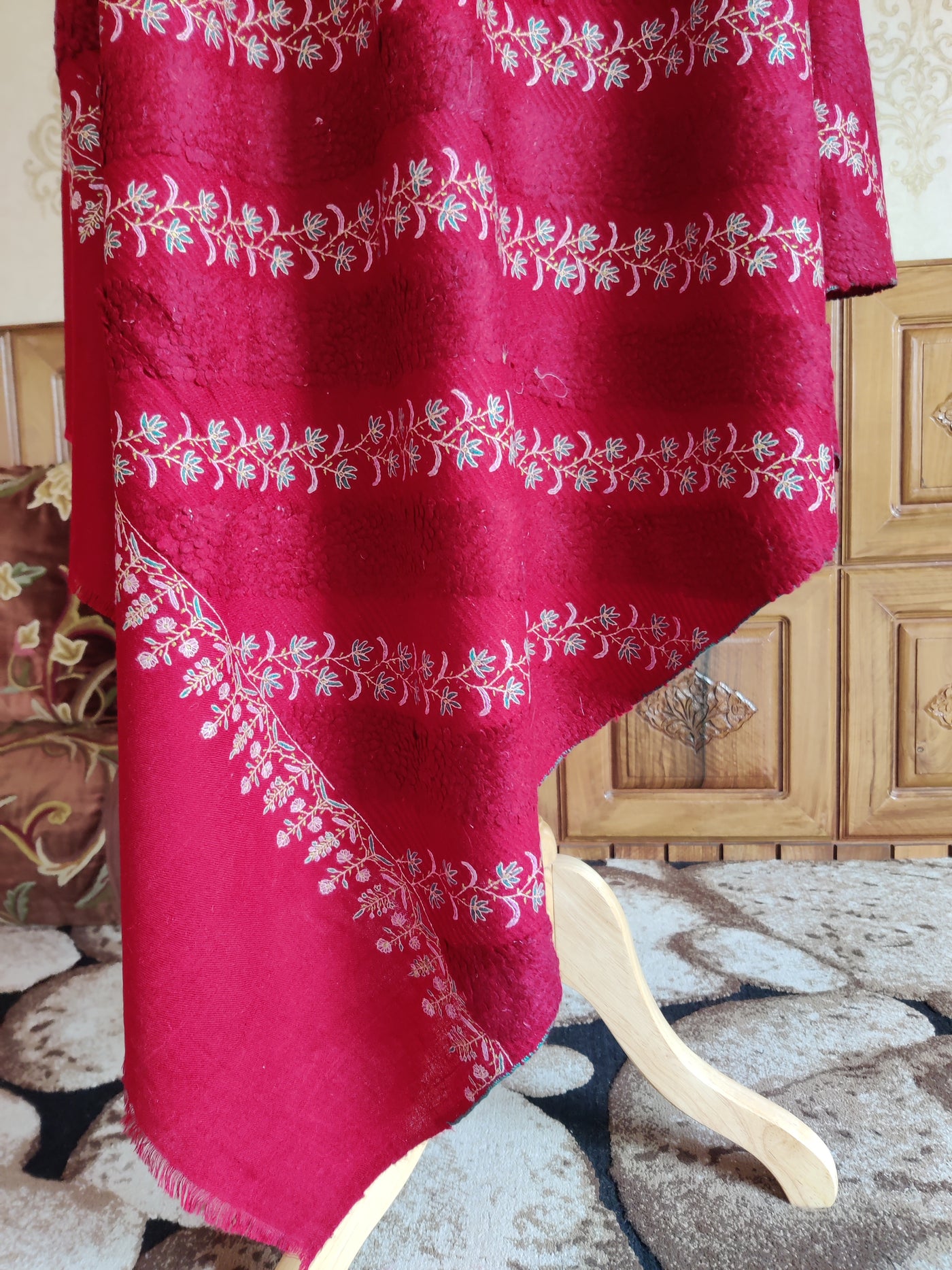 Gul-e-Azal Sozni: Pure Pashmina Shawl with Sozni Embroidery