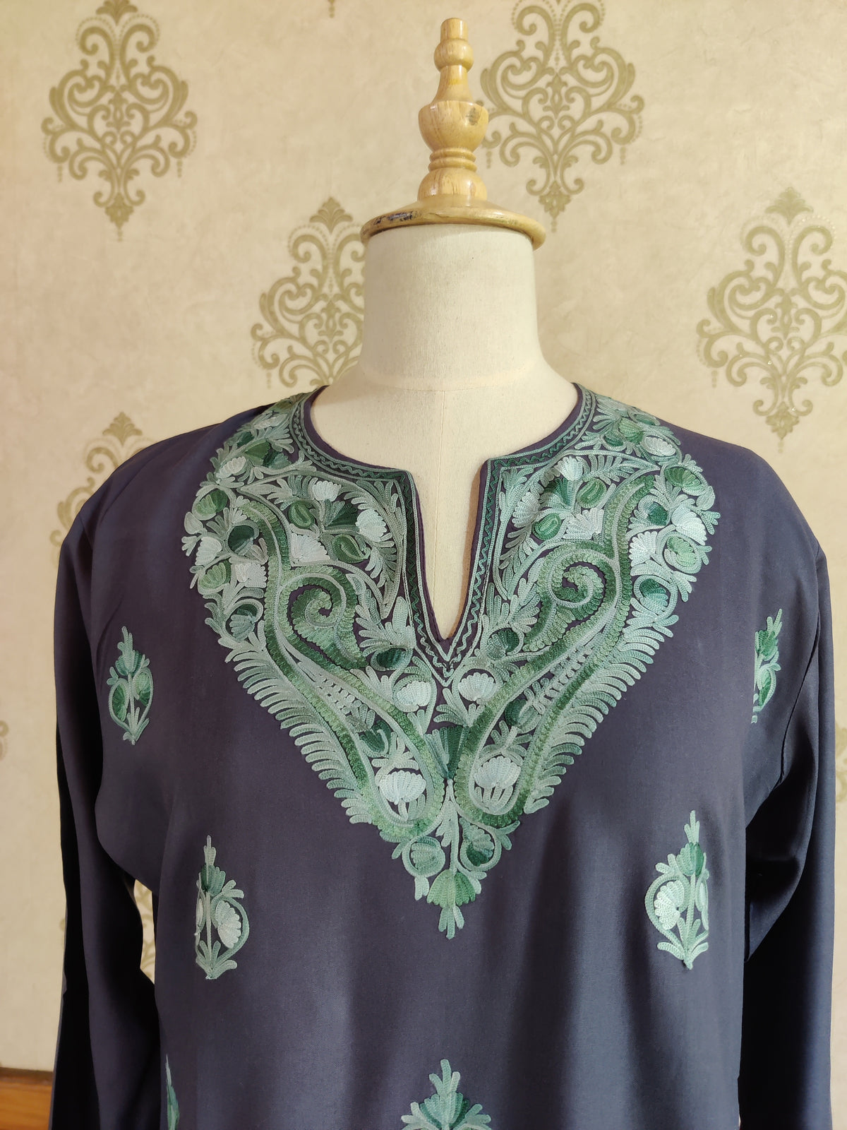 Regal Navy Blue Aari Embroidered Kurti