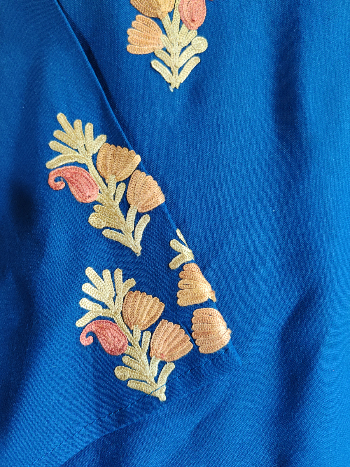 Vibrant Blue and Gold Aari Embroidered Kurti