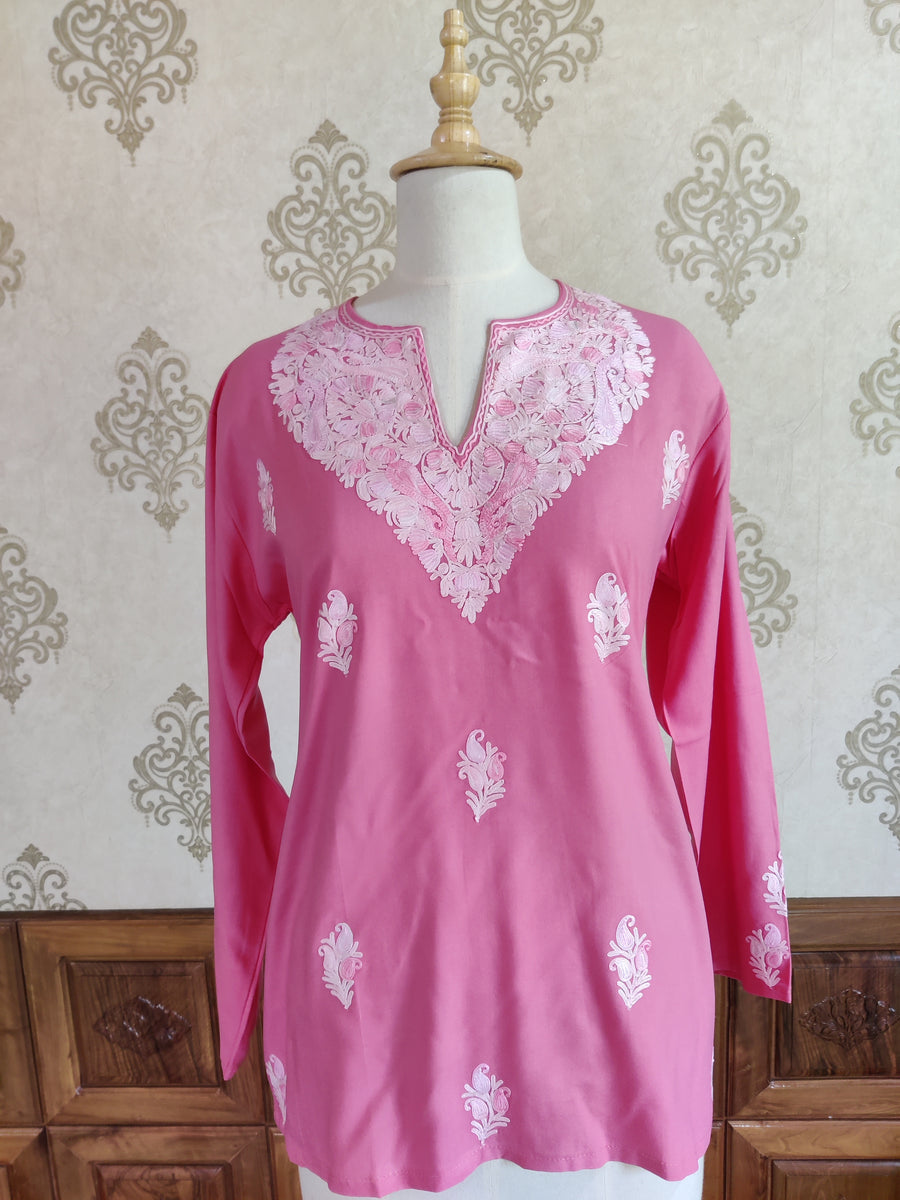 Rosy Elegance Aari Embroidered Kurti
